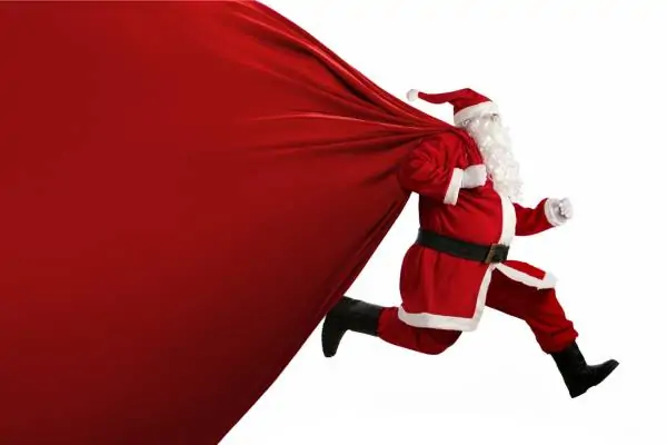 Santa Claus brings a huge present